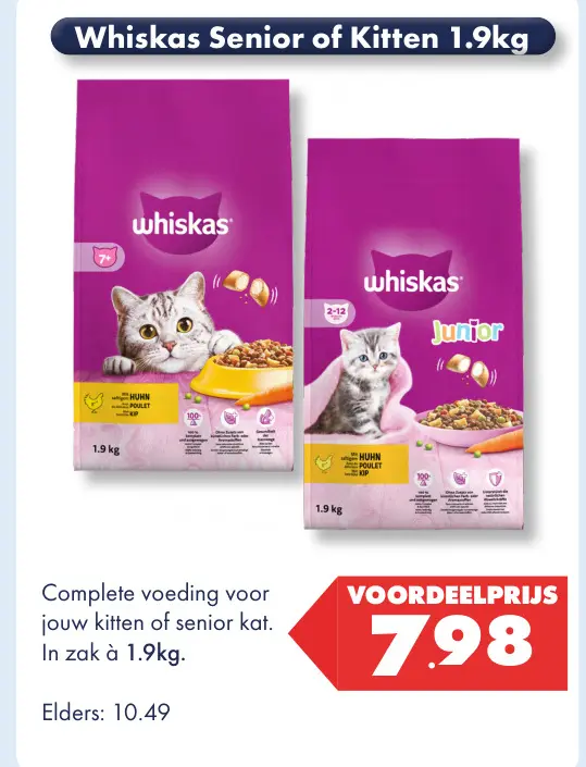 Aanbieding: Whiskas Senior of Kitten