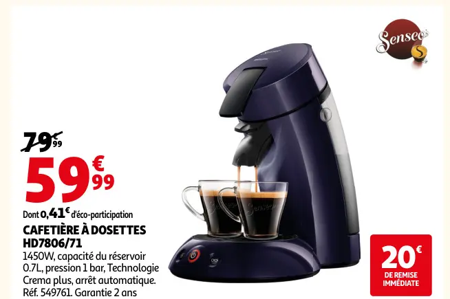Promotie: Cafetière à dosettes hd7806/71