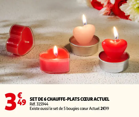 Promotie: Set de 6 chauffe-plats cœur