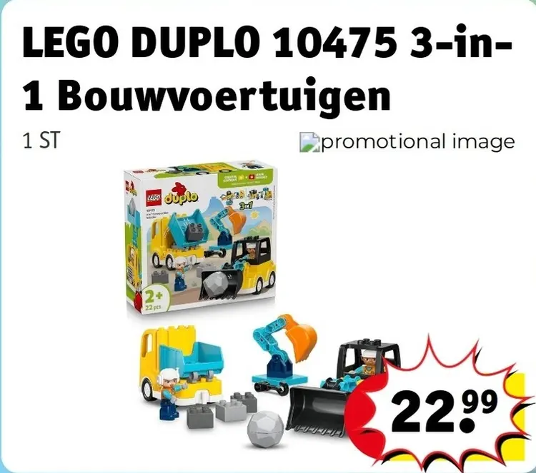 Aanbieding: LEGO DUPLO 10475 3-in-1 Bouwvoertuigen