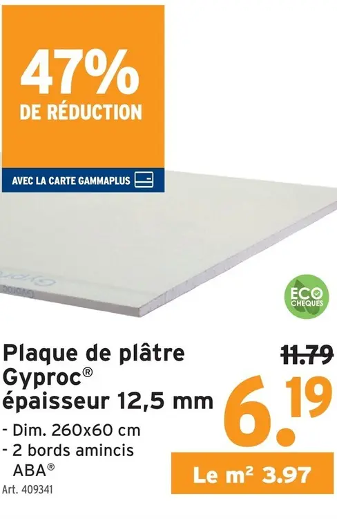 Offre: Plaque de plâtre
