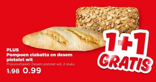Aanbieding: Pompoen ciabatta en desem pistolet wit