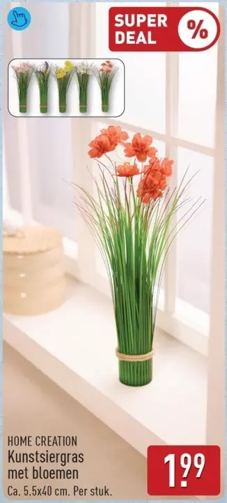 Aanbieding: Kunstsiergras met bloemen