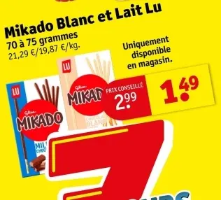 Offre: Mikado Blanc et Lait Lu