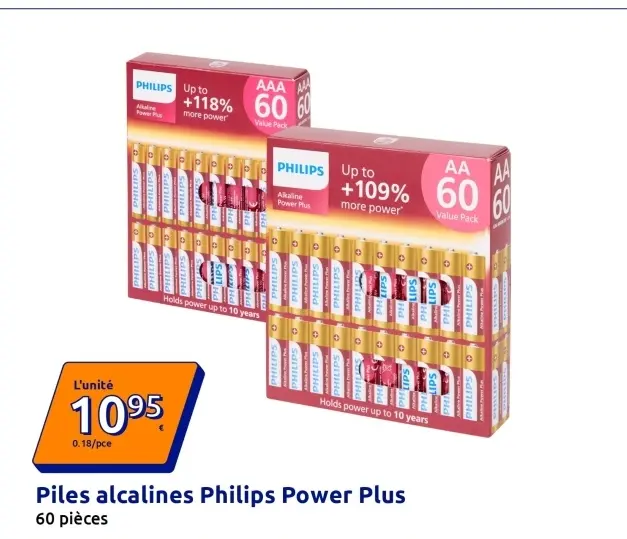 Offre: Piles alcalines Philips Power Plus