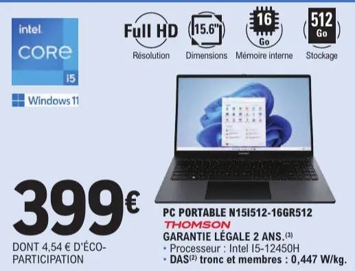 Offre: Pc portable n151512-16gr512