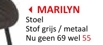 Aanbieding: Stoel Marilyn 58,5x46,5x85cm - stof - grijs