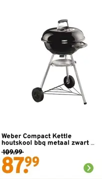 Aanbieding: Weber Compact Kettle houtskool bbq metaal zwa