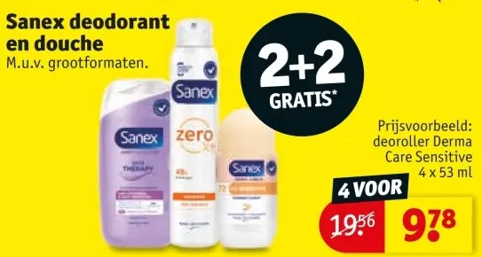 Aanbieding: Sanex deodorant en douche