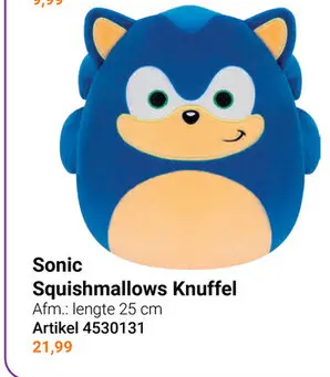 Aanbieding: Squishmallows Knuffel Pluche - Sonic, 25cm