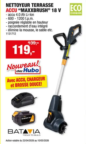 Offre: Batavia Maxxbrush multi-brosse sans fil 18V Li-Ion + chargeur