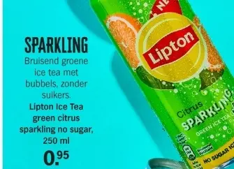 Aanbieding: Lipton Ice Tea green citrus sparkling no sugar