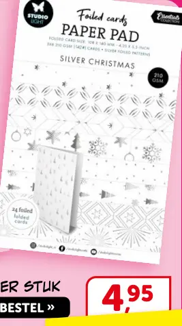 Promotie: Foiled cards PAPER PAD SILVER CHRISTMAS