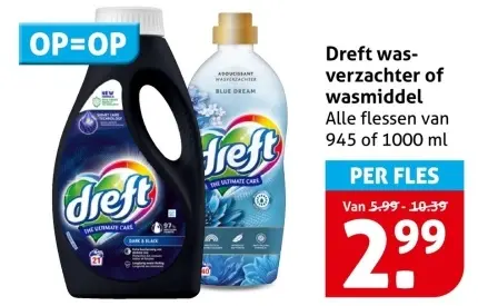 Aanbieding: Dreft wasverzachter of wasmiddel