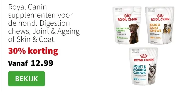 Aanbieding: Royal Canin supplementen voor de hond