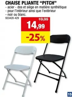 Offre: Pitch chaise pliante blanc