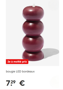 Offre: bougie LED bordeaux