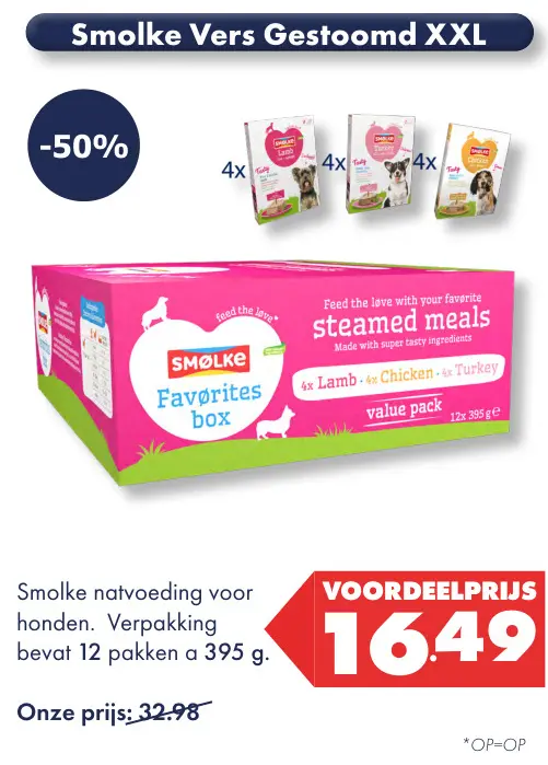 Aanbieding: Vers Gestoomd XXL hondenvoer