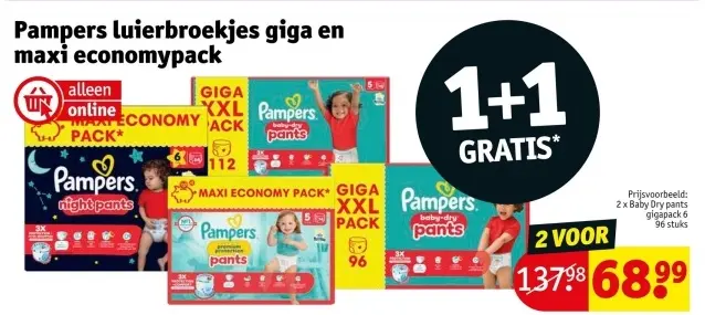 Promotie: Pampers luierbroekjes giga en maxi economypack