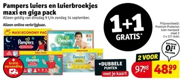 Aanbieding: Pampers luiers en luierbroekjes maxi en giga pack