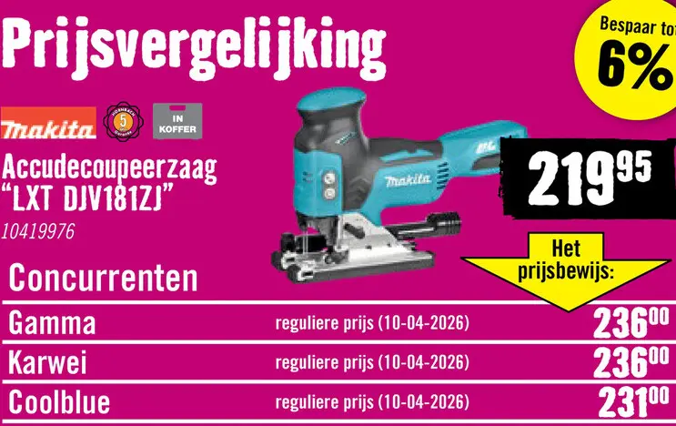 Aanbieding: MAKITA Accu decoupeerzaag LXT DJV181ZJ (excl. accu en lader)