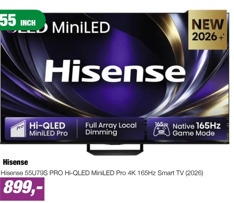 Aanbieding: Hisense 55U79S PRO Hi-QLED MiniLED Pro 4K 165Hz Smart TV (2026)
