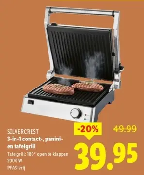 Aanbieding: SILVERCREST 3-in-1 contact-, panini-tafelgril