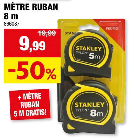 Offre: Stanley Tylon mètre ruban 8m + 5m