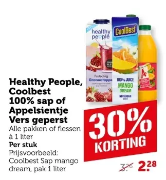 Aanbieding: Healthy People, Coolbest 100% sap of Appelsientje