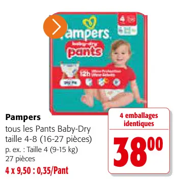 Offre: Tous les Pants Baby-Dry taille 4-8