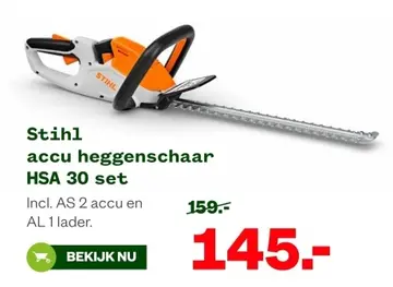Aanbieding: Stihl accu heggenschaar HSA 30 set