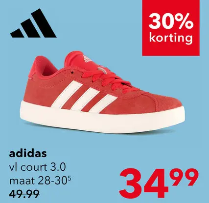 Aanbieding: Adidas VL Court 3.0 kinder sneakers rood wit