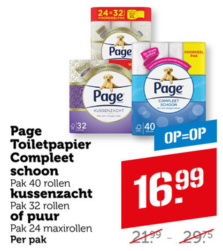 Aanbieding: Page Toiletpapier Compleet schoon, kussenzacht of puur