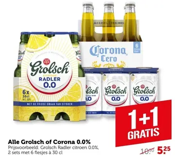 Aanbieding: Alle Grolsch of Corona 0.0%