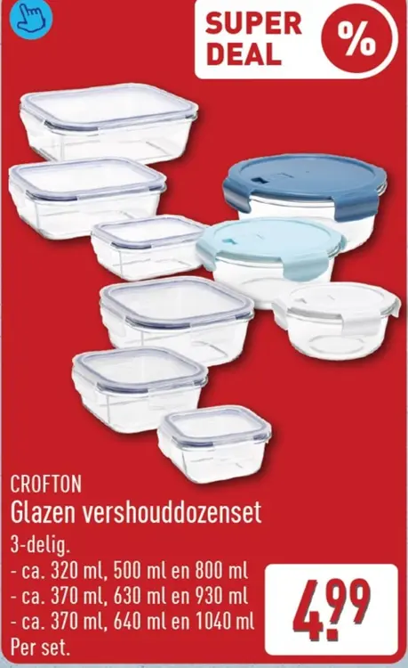 Aanbieding: Glazen vershouddozenset