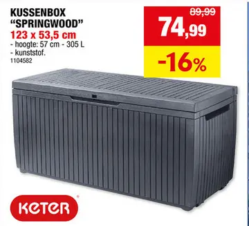 Aanbieding: Keter Springwood kussenbox 123x53,5x57 cm grafiet