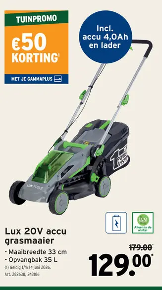 Promotie: Lux 20V accu grasmaaier