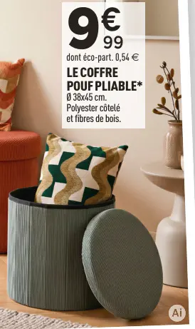Offre: Le coffre pouf pliable