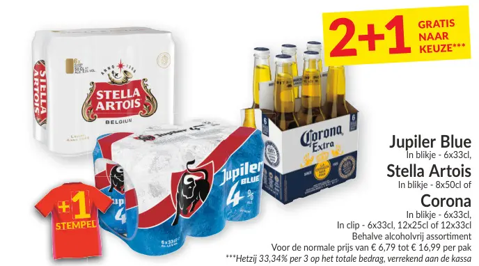 Promotie: Jupiler Blue, Stella Artois, Corona