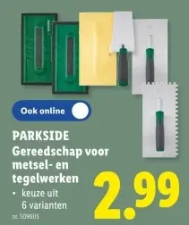 Promotie: Gereedschap voor metsel- en tegelwerken