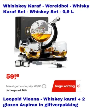 Aanbieding: Whisiskey Karaf - Wereldbol - Whisky Karaf Se