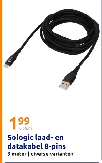 Promotie: Sologic laad- en datakabel 8-pins