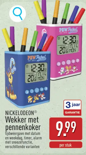 Promotie: Wekker met pennenkoker