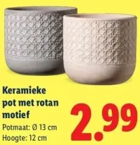 Aanbieding: Keramieke pot met rotan motief