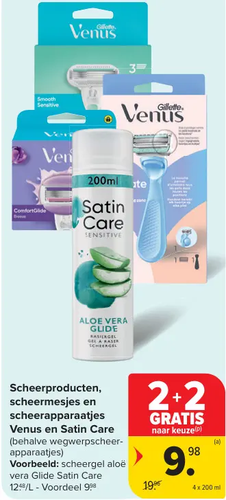Promotie: Scheerproducten, scheermesjes en scheerapparaatjes Venus en Satin Care