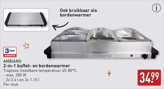 Aanbieding: 2-in-1 buffet- en bordenwarmer