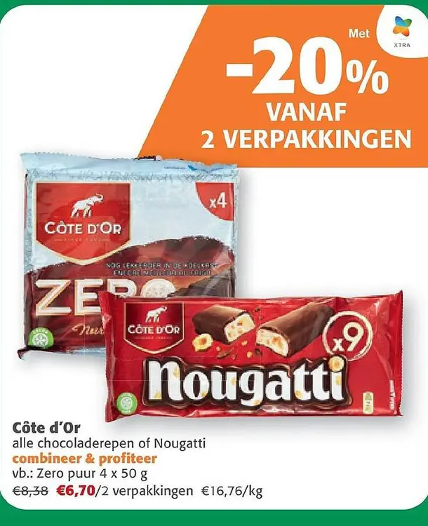 Promotie: Côte d'Or alle chocoladerepen of Nougatti