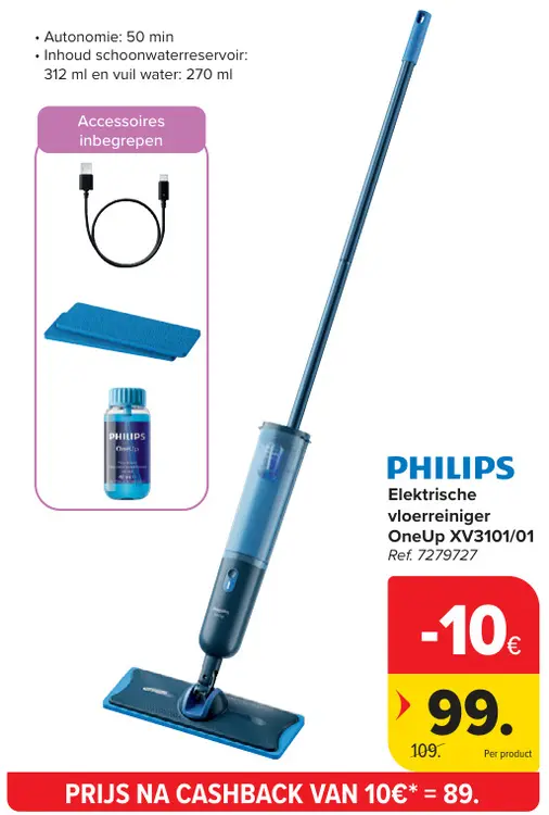 Promotie: Elektrische vloerreiniger OneUp XV3101/01