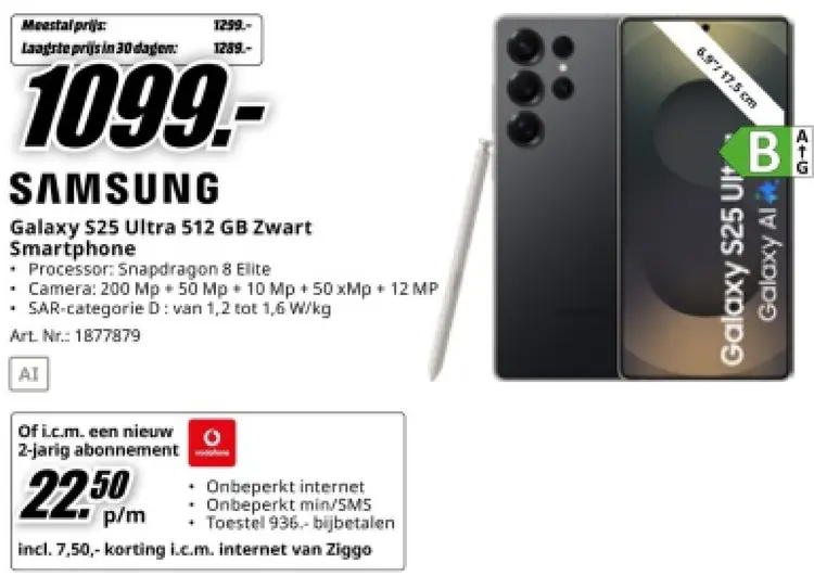 Aanbieding: Galaxy S25 Ultra 512 GB Zwart Smartphone