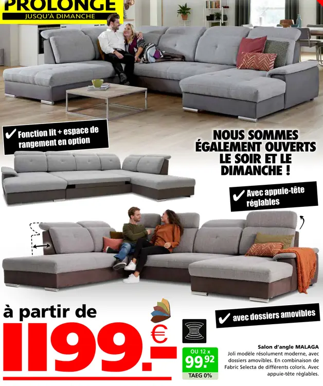 Offre: Salon d'angle MALAGA